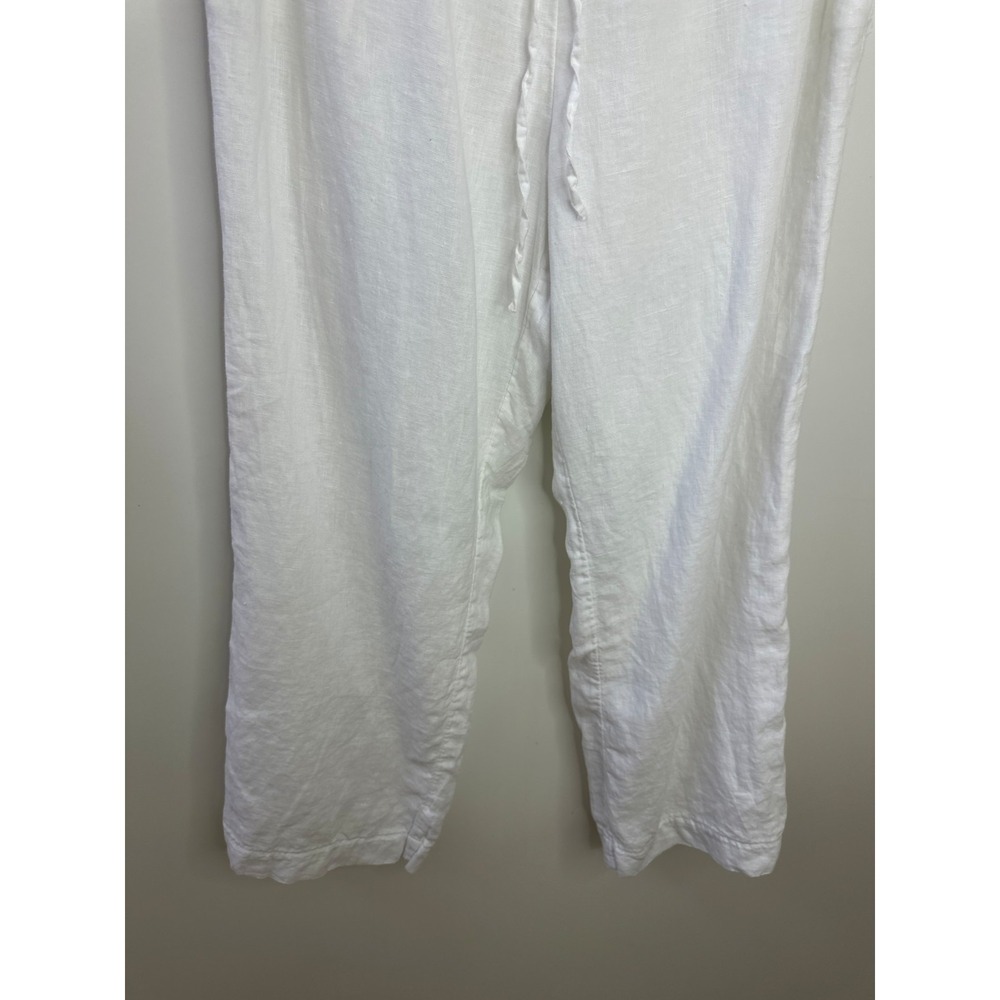 Charter Club Luxury 100% Linen Crop Ankle Pants White Drawstring Lined Pockets M - Picture 11 of 13